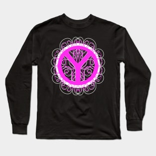 PEACE Sign Activist Pink And White Long Sleeve T-Shirt